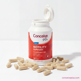 Bottle of Conceive Plus Men's Motility Support with capsules on a white background